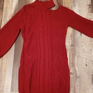 Faahion nova burgundy cut off shoulder turtle neck sweater